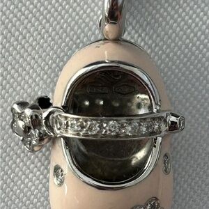 Aaron Basha 18k White Gold Diamond Flower Power Baby Shoe Charm Pendant- Retired